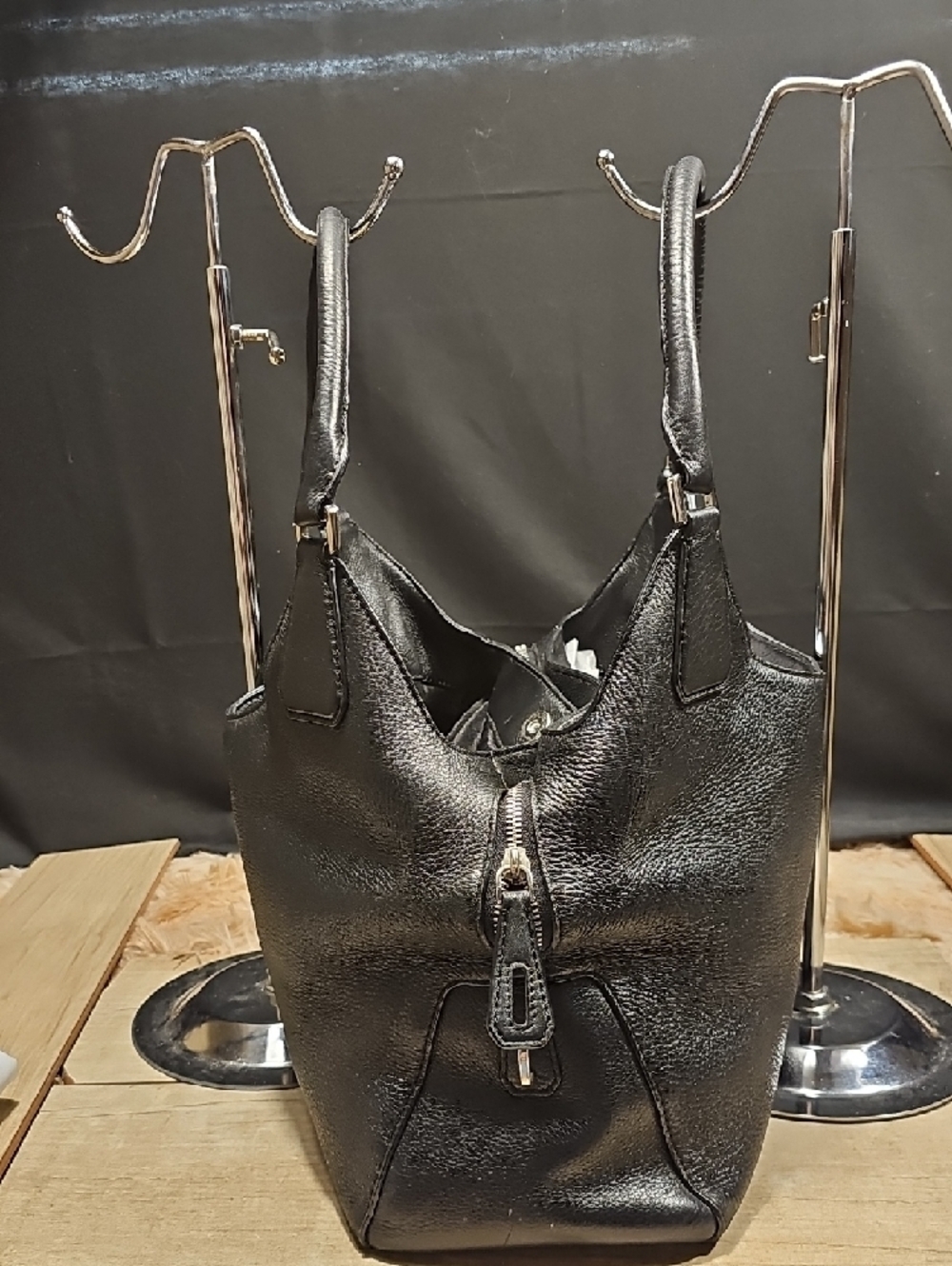 Michael Kors Black Leather Double-Handle Shoulder Bag - Picture 6 of 15